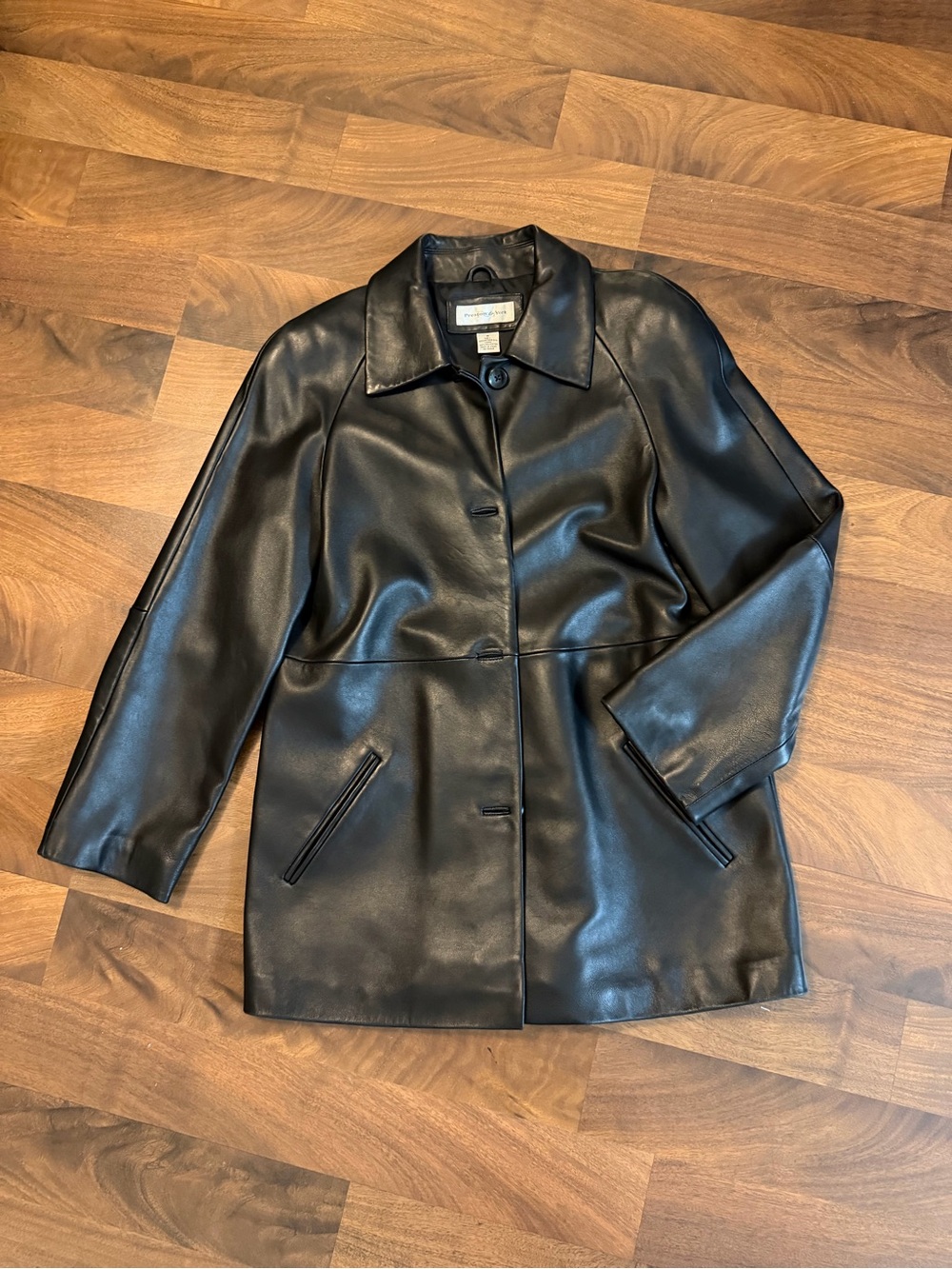 Preston & York Black Leather Button-Front Jacket